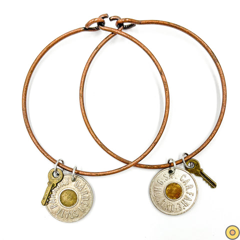 Token Bangle Bracelet w/ Key Charm - COPPER