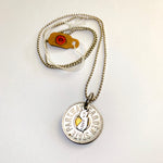 Token w/ NJ State Charm Tiny Ball Chain Necklace
